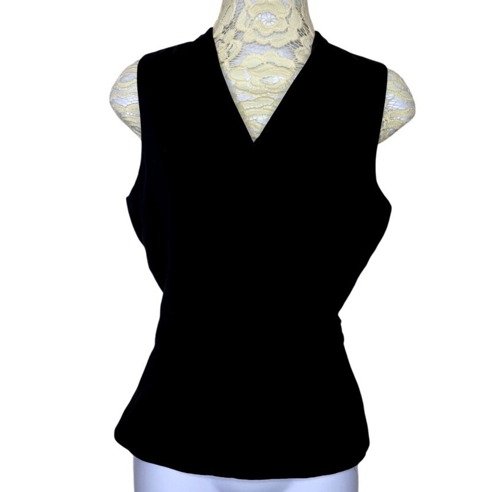 Harolds Black Wrap Vest Womens 6 with Tie‎ Corporate Goth Timeless Classic